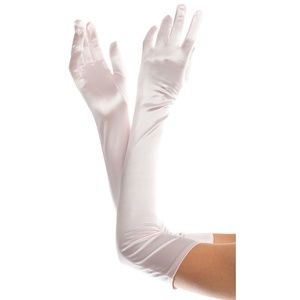 Light Pink Satin Gloves Elbow Opera Length